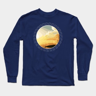 Rising Sun And Youthful Tree At A Vibrant Beach Abstract Nature Art Long Sleeve T-Shirt